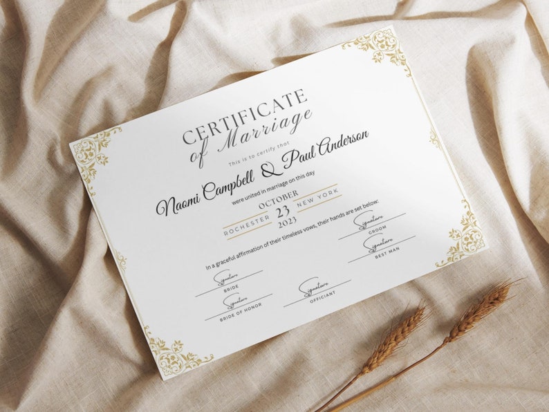 Editable Marriage Certificate Template, Printable Certificate of Marriage Keepsake, Custom Wedding Gift for Couples, Editable Canva Templates Digital Download Wedding Keepsake Custom Marriage Certificate Custom Certificate of Marriage Custom Keepsake