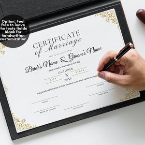 Editable Marriage Certificate Template, Printable Certificate of Marriage Keepsake, Custom Wedding Gift for Couples, Editable Canva Templates Digital Download Wedding Keepsake Custom Marriage Certificate Custom Certificate of Marriage Custom Keepsake