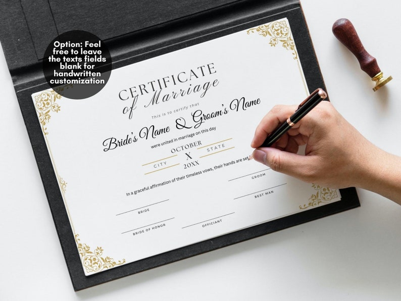 Editable Marriage Certificate Template, Printable Certificate of Marriage Keepsake, Custom Wedding Gift for Couples, Editable Canva Templates Digital Download Wedding Keepsake Custom Marriage Certificate Custom Certificate of Marriage Custom Keepsake