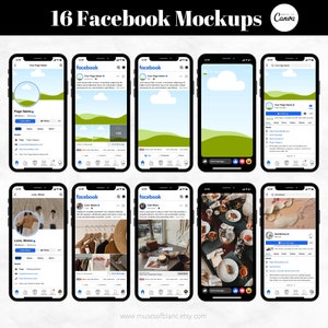 16 Editable Facebook Mockup Templates, Social Media Mockup Templates, Editable Canva Templates, Etsy Listing Mockup - Digital Download