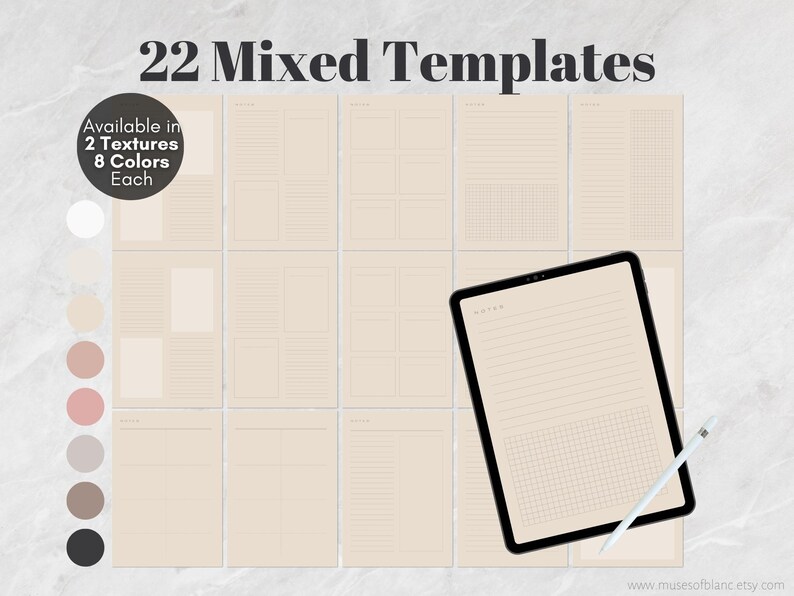 Digital Note Paper, Printable Note Pages Planner Insert, Note Taking Template, Lined Paper, Grid Paper, Dotted Paper, Blank Note Pad, Paper Texture, A4 PDF Digital Download,  Printable Writing Paper, Notes Printable, Lined Notes Pages Inserts, A4 PDF