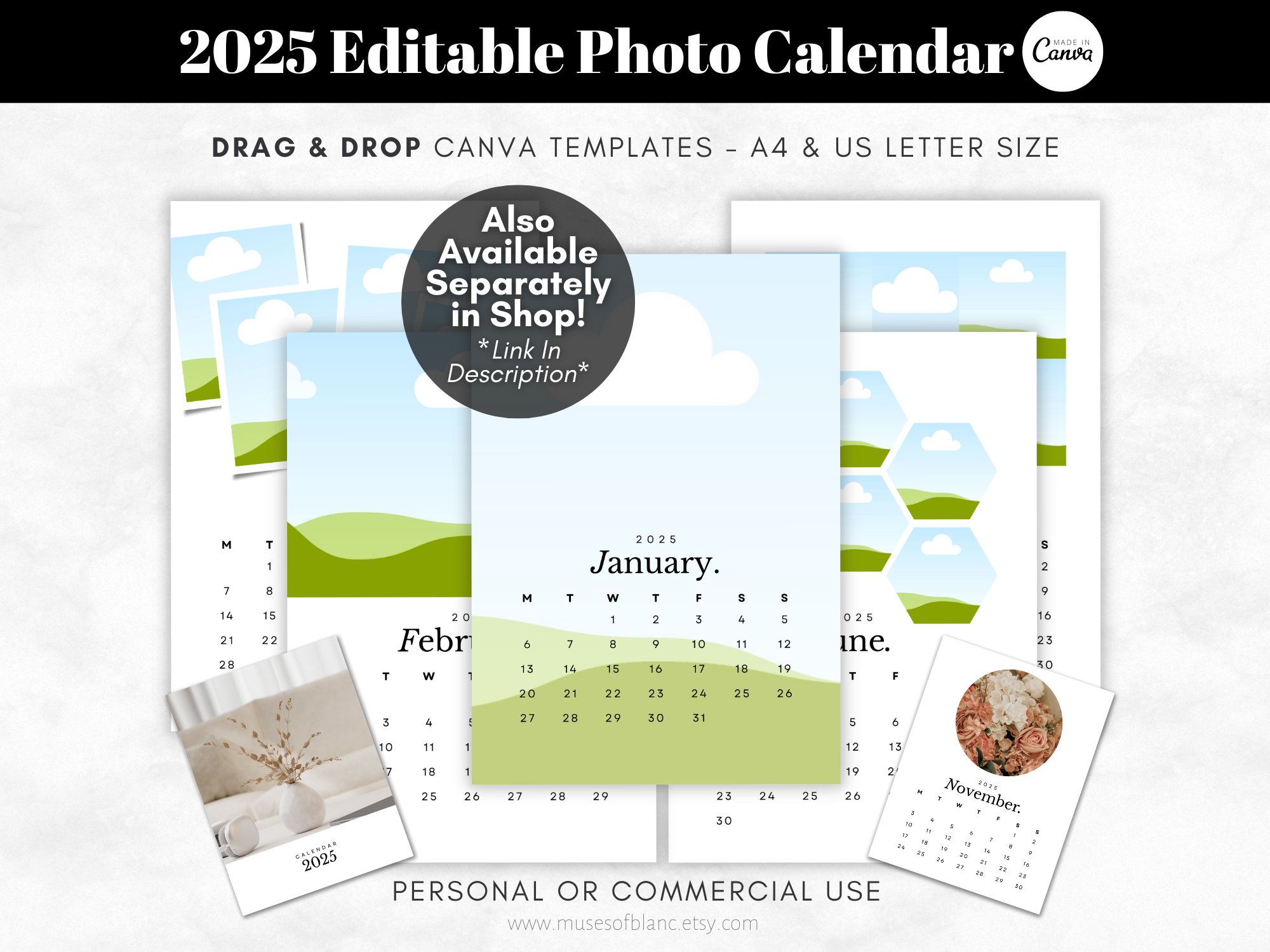 2025-editable-calendar-template-2025-yearly-calendar-2025-photo-calendar-printable-wall-calendar-desk-calendar-digital-planner-calendar-etsy