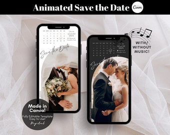 Electronic Save the Date Cards Templates, Digital Save the Date Wedding Card E-Invite Template, Couple Wedding Photo Canva Templates Digital
