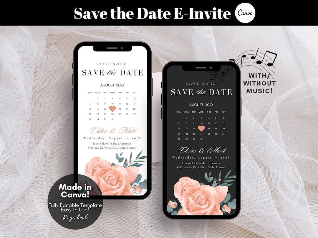 Electronic Save the Date Evite, Digital Save the Date Wedding Card, E ...