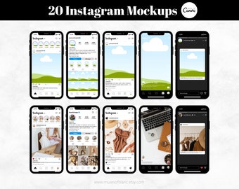 20 Editable Instagram Mockup Templates, Social Media Mockup Templates, Editable Canva Templates, Etsy Listing Mockup - Digital Download