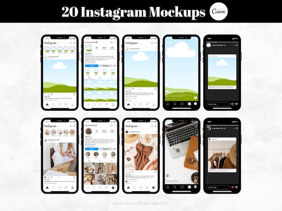 20 Editable Instagram Mockup Templates, Social Media Mockup Templates, Editable Canva Templates, Etsy Listing Mockup - Digital Download