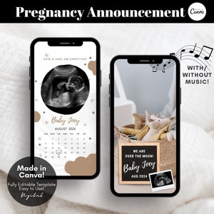 Digital Pregnancy Announcement Template, Animated Pregnancy Announcement Ultrasound, Gender Neutral Baby Announcement Mobile Ecard - Canva