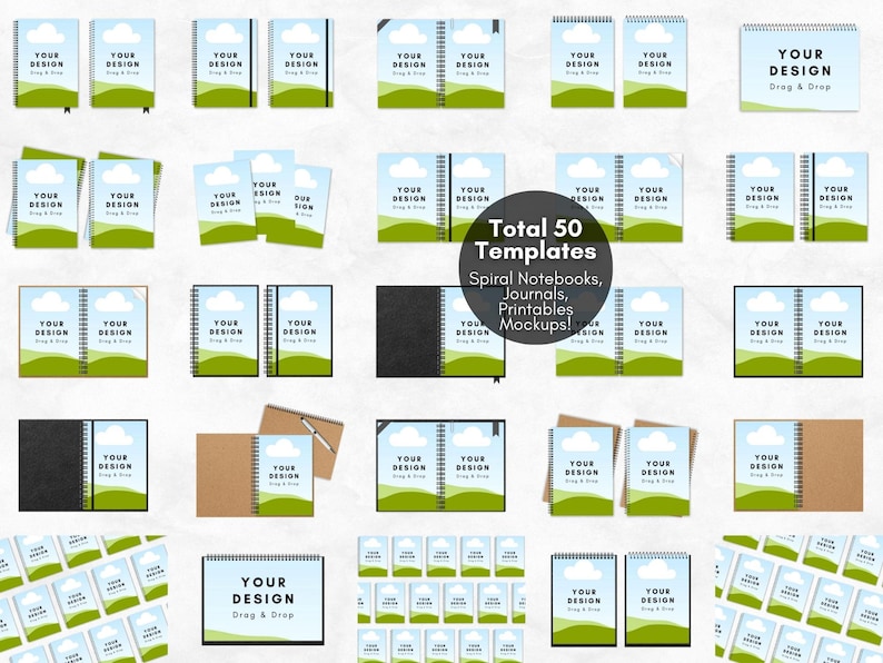 50 Spiral Notebook Mockup Templates, Spiral Journal Mockup, Spiral Planner Mockup, Canva Mockup Templates, Drag and Drop Mockup Templates - Digital Download, Digital Product, KDP Mockup, Digital Mockup, Lead Magnet Template Mockup Book Mockup Etsy