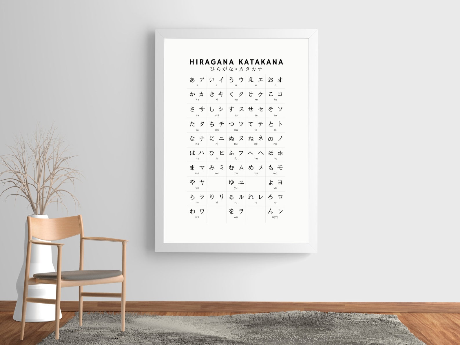 Japanese Kana Chart, Hiragana Katakana Wall Print, Learn Japanese ...