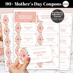 Editable Mother’s Day Coupon Book for Mom, Printable Coupons for Mothers Day, Printable Coupon Book Birthday Gift, Mom Happy Mothers Day DIY