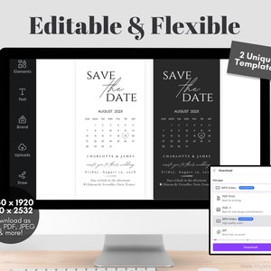 Electronic Save The Date Evite, Digital Save the Date Wedding Card, E-Invite Save The Date Template, Canva Templates - Digital Download, Modern Save The Date Evite Template, Minimalist Digital Invite Electronic Save The Date Invitation Card Calendar