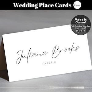 Editable Wedding Place Card Template, Minimalist Place Cards, Elegant Wedding Table Card, Cards Editable Template Canva - Digital Download
