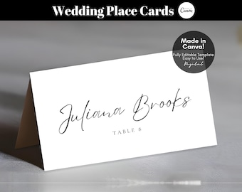 Editable Wedding Place Card Template, Minimalist Place Cards, Elegant Wedding Table Card, Cards Editable Template Canva - Digital Download