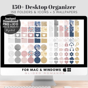 150個のかわいいデスクトップフォルダアイコン、Mac、Windows用デスクトップオーガナイザー壁紙、コンピュータアイコン、デスクトップファイルアイコン、PNG、ICO - デジタルダウンロード