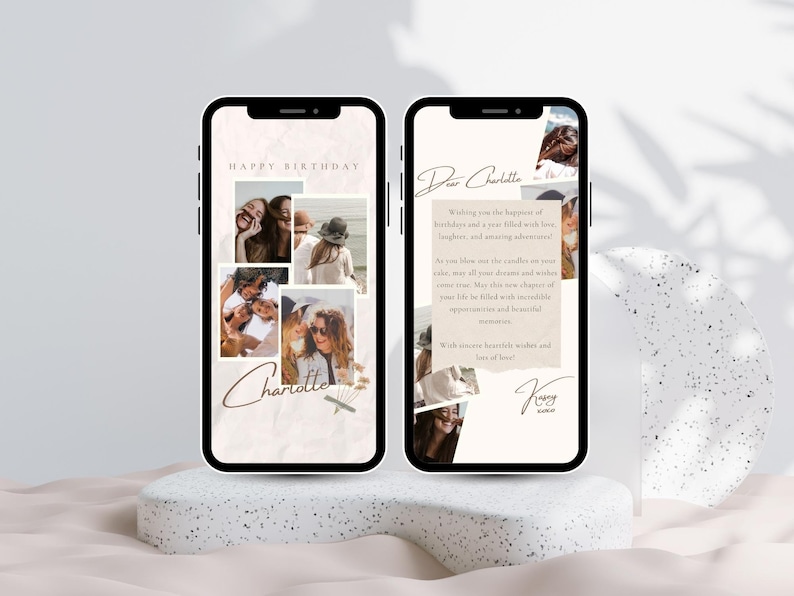 Editable Ecard Birthday Card Template, Ecard Animated Birthday Card Template for Mobile Phones, Collage Birthday Card with Music, Editable Template Canva - Digital Download, Collage Template Collage Birthday Collage Photo Frame Floral Birthday Card,