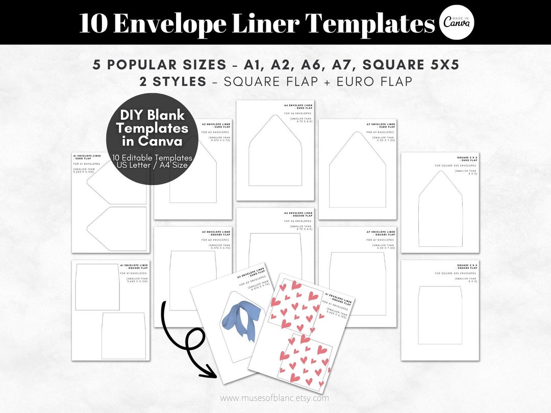 DIY Printable Envelope Liner Templates Editable Canva Etsy