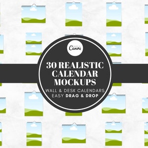 30 Spiral Calendar Mockup Templates, Printable Calendar Mockup, Product Mockup, Canva Frames Mockup, Canva Templates - Digital Download