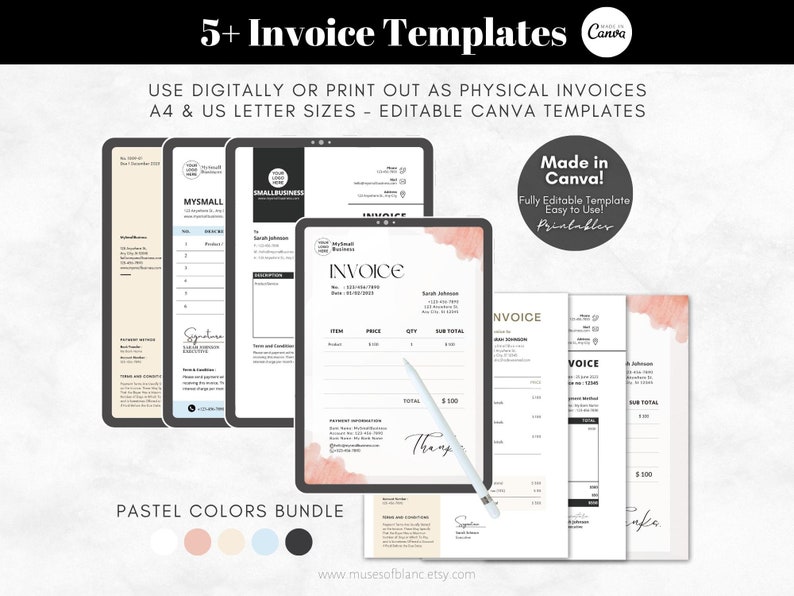 Physical Invoice Editable Invoice Templates, Business Invoice Forms, Printable Invoice ...