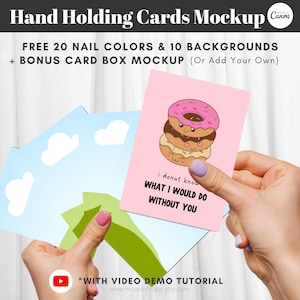 Editable Hand Holding Cards Mockup Template, Greeting Cards Mockup, Playing Cards Mockup, Stationery Product Mockup, Editable Canva Template