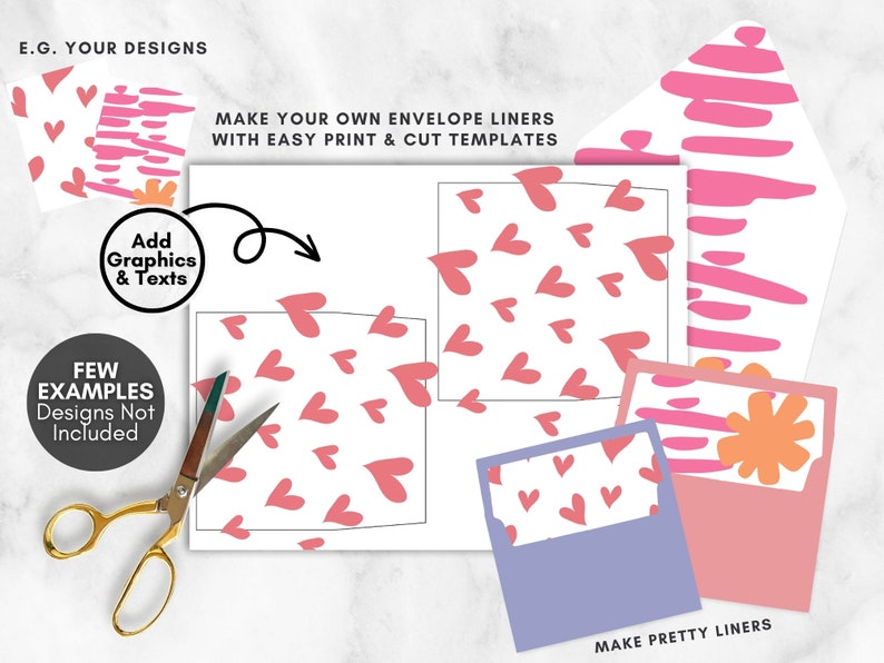 DIY Printable Envelope Liner Templates, Editable Canva Templates, Print and Cut A1 A2 A6 A7 Square Envelope Templates, Customised Envelope Liner - Digital Download, Editable Envelope Liner Square Flap, Customised Envelope Liner Euro Flap, A7 Liner