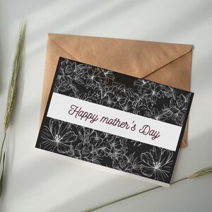 happy mother's day printable card/black and white/flowers/printable card/instant download