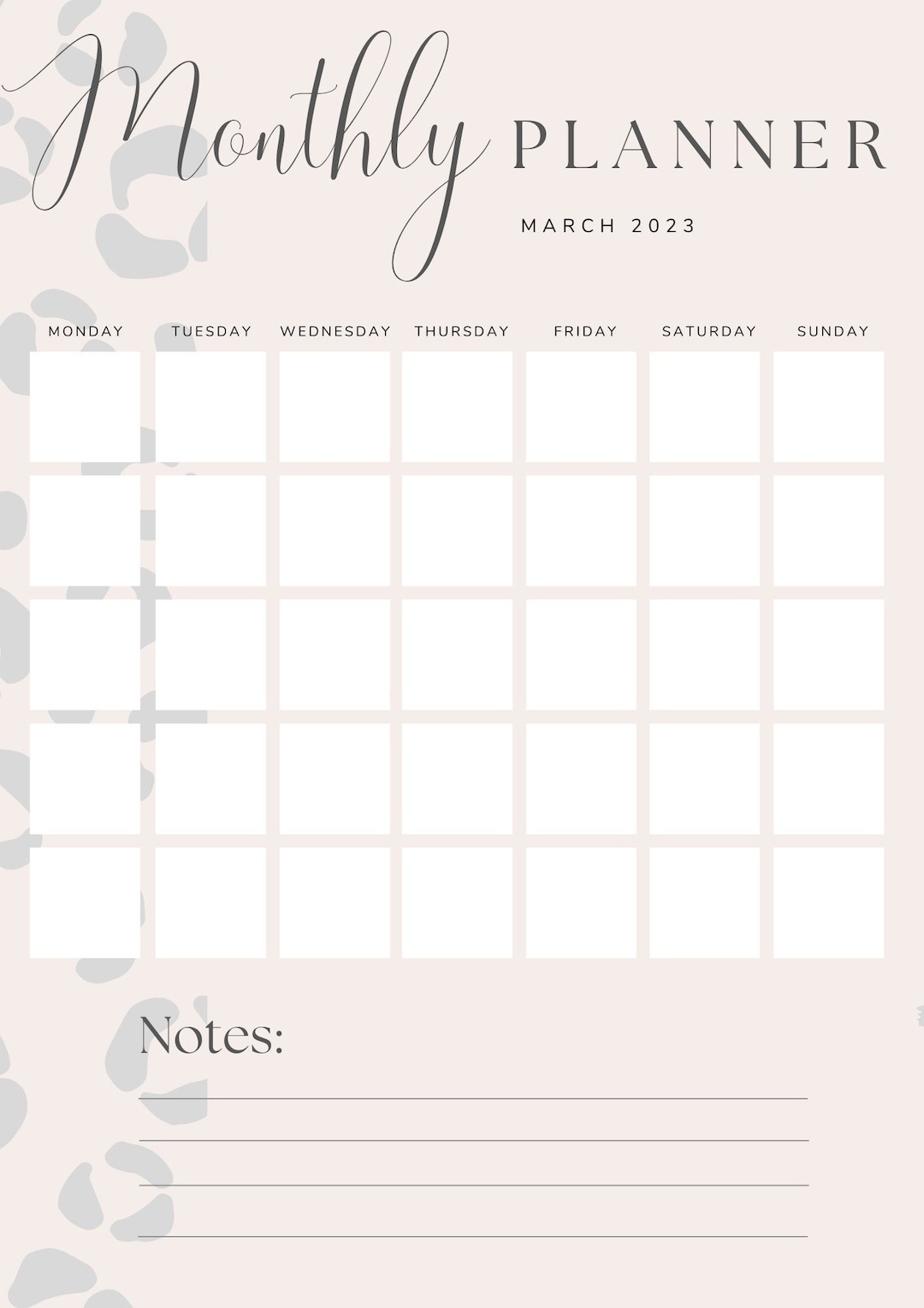 A4 Portrait Monthly Planner Printable - Etsy