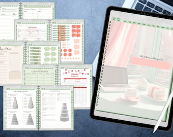 Cake business planner and tracker Home baker planner template Business tracker for bakery owner Goodnotes template for bakery planner forms