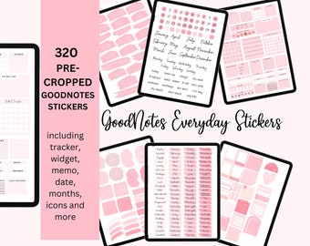 Goodnotes Pink digital stickers daily planning pre-cropped for Goodnotes iPad planning sticker pink aesthetic widget sticky note stickers