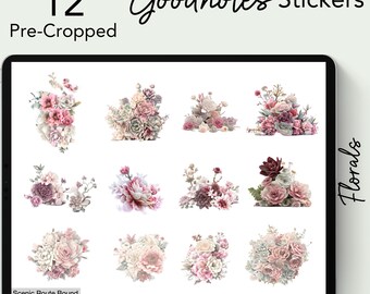 Naklejka do planera Goodnotes z motywem kwiatowym, dekoracja cyfrowego dziennika, miłośniczka kwiatów, cyfrowe planowanie, pakiet naklejek z motywem kwiatowym, prezent do cyfrowego planera