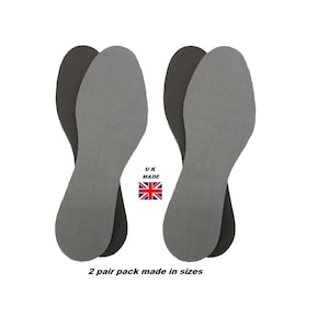 Lot de 2 paires de semelles de chaussures extra épaisses et confortables, prédécoupées, fabriquées au Royaume-Uni, pointures 3-17s)