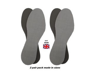 Extra Thick Comfort Shoe Insoles, Pre-Cut, UK Made (2 Pair Pack, Sizes 3-15s)