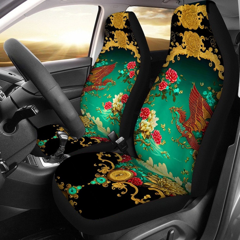 Janpanese Floral Dragon Print Pet Car Seat Cover main image 1