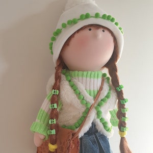 Weiche Puppe 55 cm mit rötlichen Haaren, Handgemachte Puppe, Stoffpuppe, Personalisiertes Geschenk, Benutzerdefinierte Textilpuppe, Stoffpuppe
