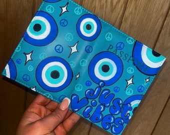 Just Vibes Custom Handmade Evil Eye Passport Cover