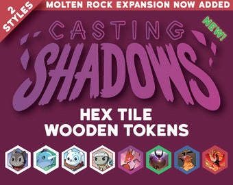 Casting Shadows Hex Tile Reference Wooden Tokens (Base, KSE, Ice Storm and Molten Rock Expansions)