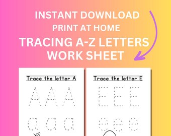 Worksheet Preschool Tracing Alphabet Letters A-Z Uppercase & Lowercase Letters Handwriting Practice Printable Bundle