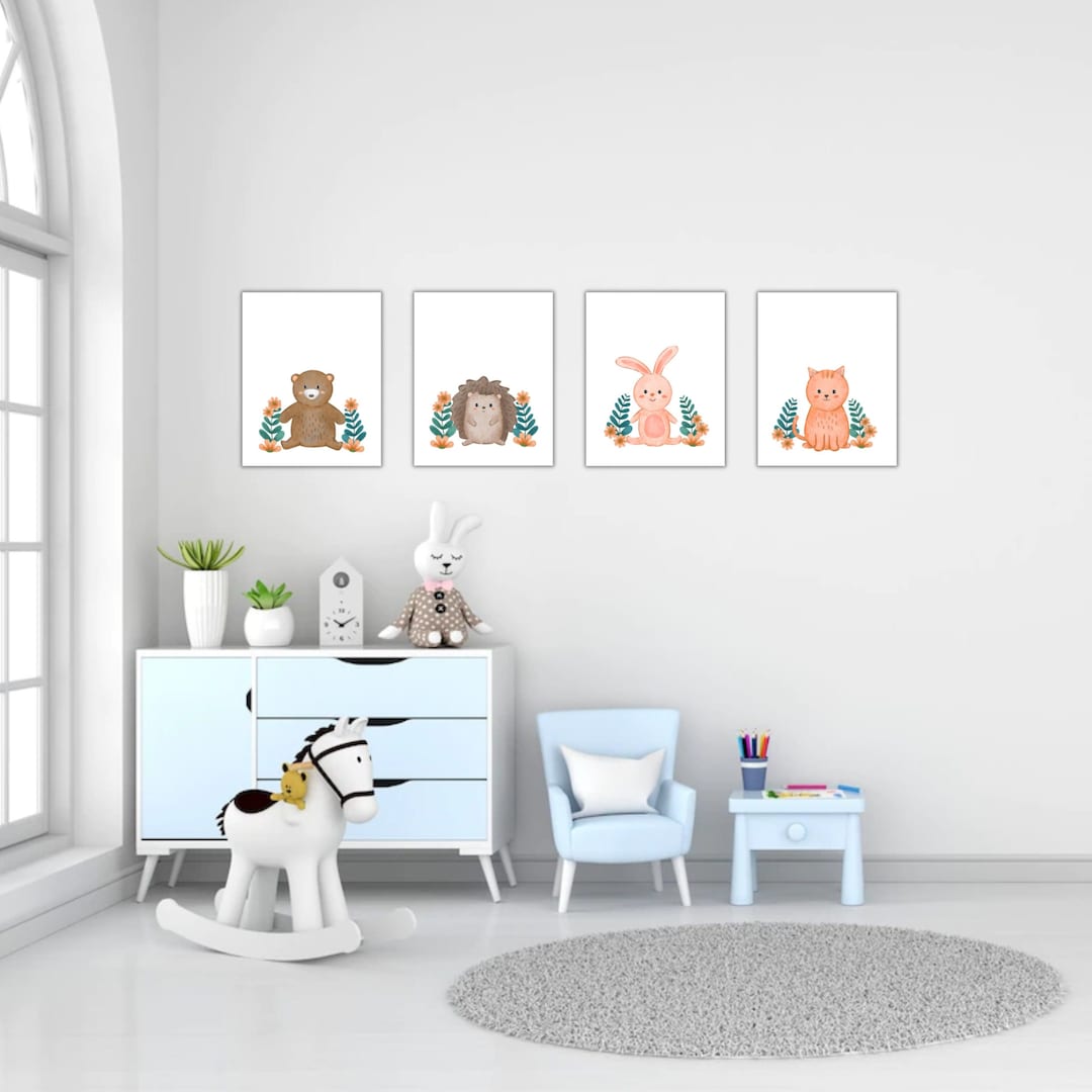 Printable Wall Art Cute Animals Nursery Prints Wall Art Set of 4 ...