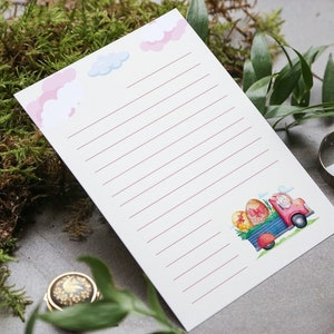 Printable Watercolor Easter Notepaper Stationery Lined and Unlined Paper 8.5” x 11” Digital Download