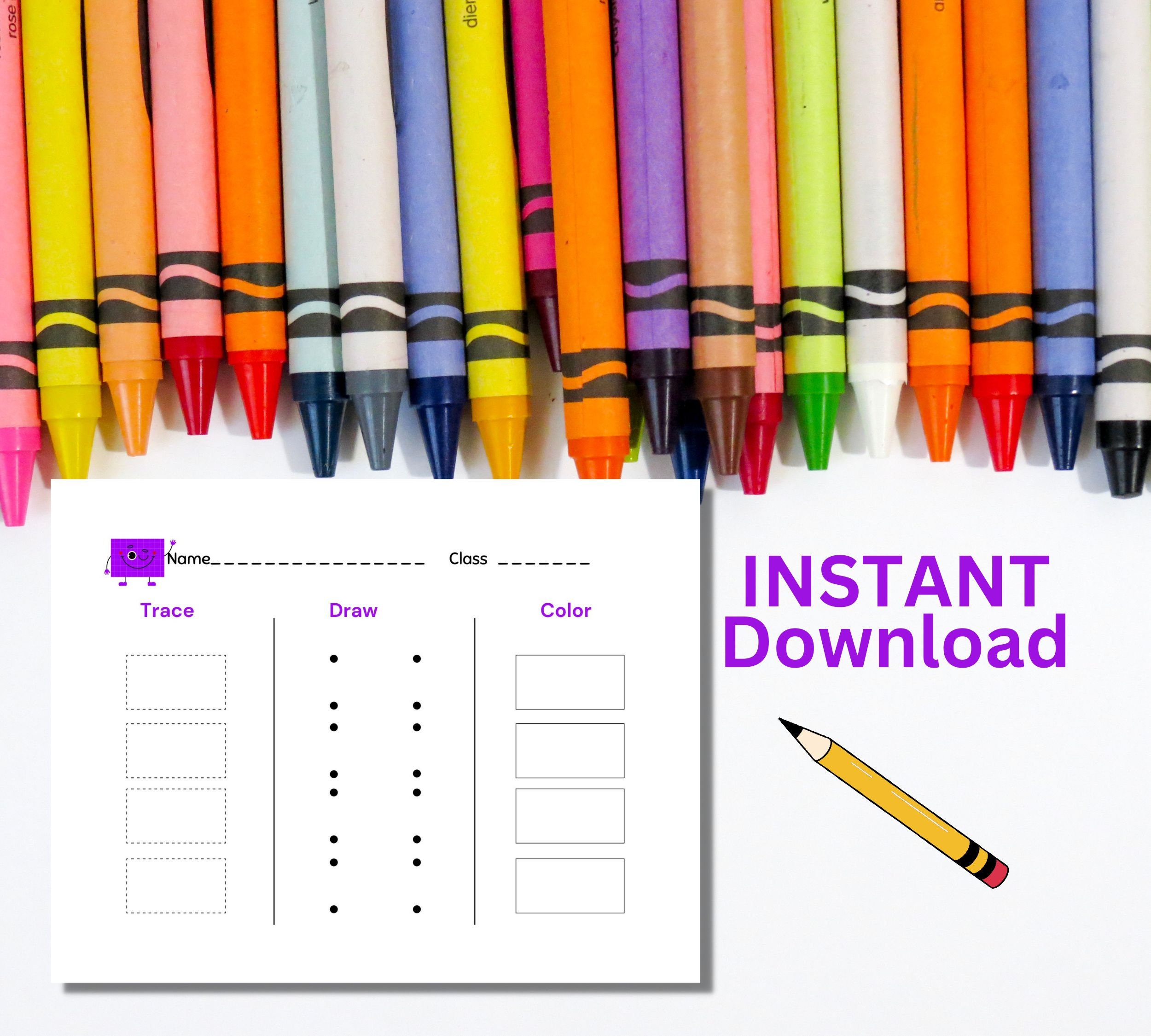 Trace Shapes, Draw Basic Shapes, Draw Shape, Color Shape, Pintable