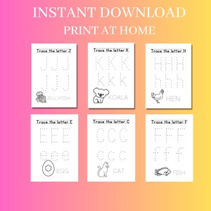 Worksheet Preschool Tracing Alphabet Letters A-Z Uppercase & Lowercase ...