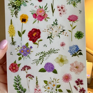 Sticker Sheet - Bright Floral Stickers - Planner Stickers, DIY Bullet Journal Stickers, Scrapbook Stickers