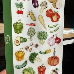 Sticker Sheet - Veggies Vegetables - Planner Stickers, DIY Bullet Journal Stickers, Scrapbook Stickers