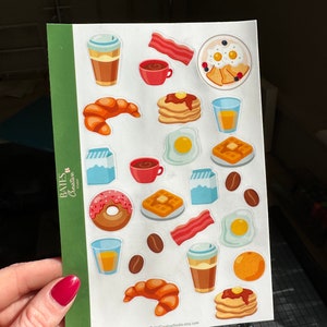 Sticker Sheet - Breakfast Foods - Planner Stickers, DIY Bullet Journal Stickers, Scrapbook Stickers