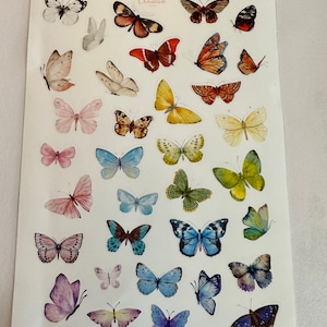 Sticker Sheet - Rainbow Watercolor Butterfly Stickers - Planner Stickers, DIY Bullet Journal Stickers, Scrapbook Stickers