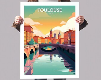 Toulouse Print | Toulouse Poster | Toulouse Wall Art | France Travel Poster | Toulouse Illustration | Cityscape | Toulouse  | ID 086
