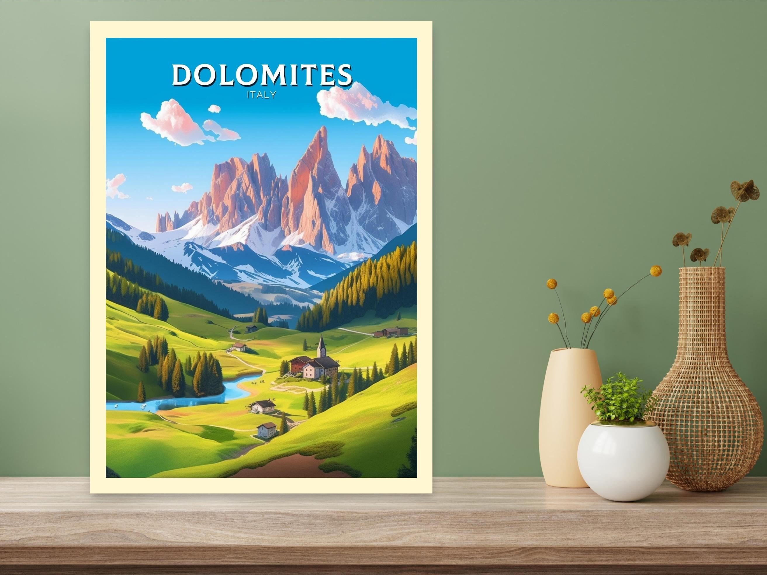 Discover Affiche Voyage Dolomites Cadeau Italie