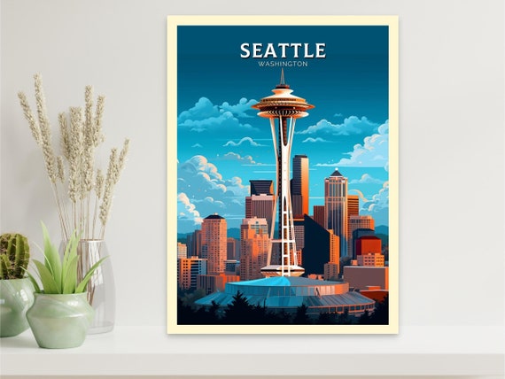 Seattle Poster Seattle Print Seattle Illustration Seattle - Etsy Österreich