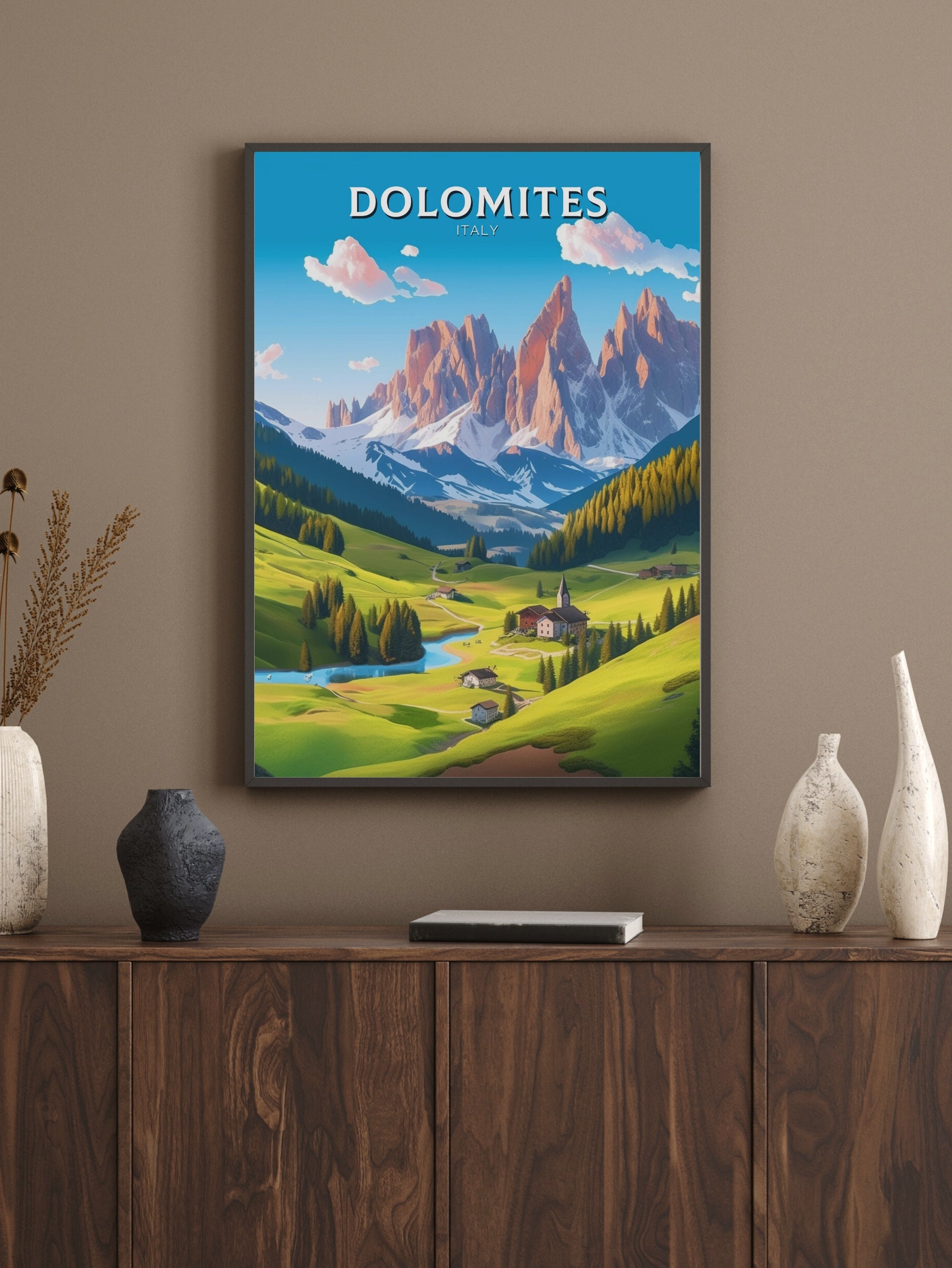 Discover Affiche Voyage Dolomites Cadeau Italie