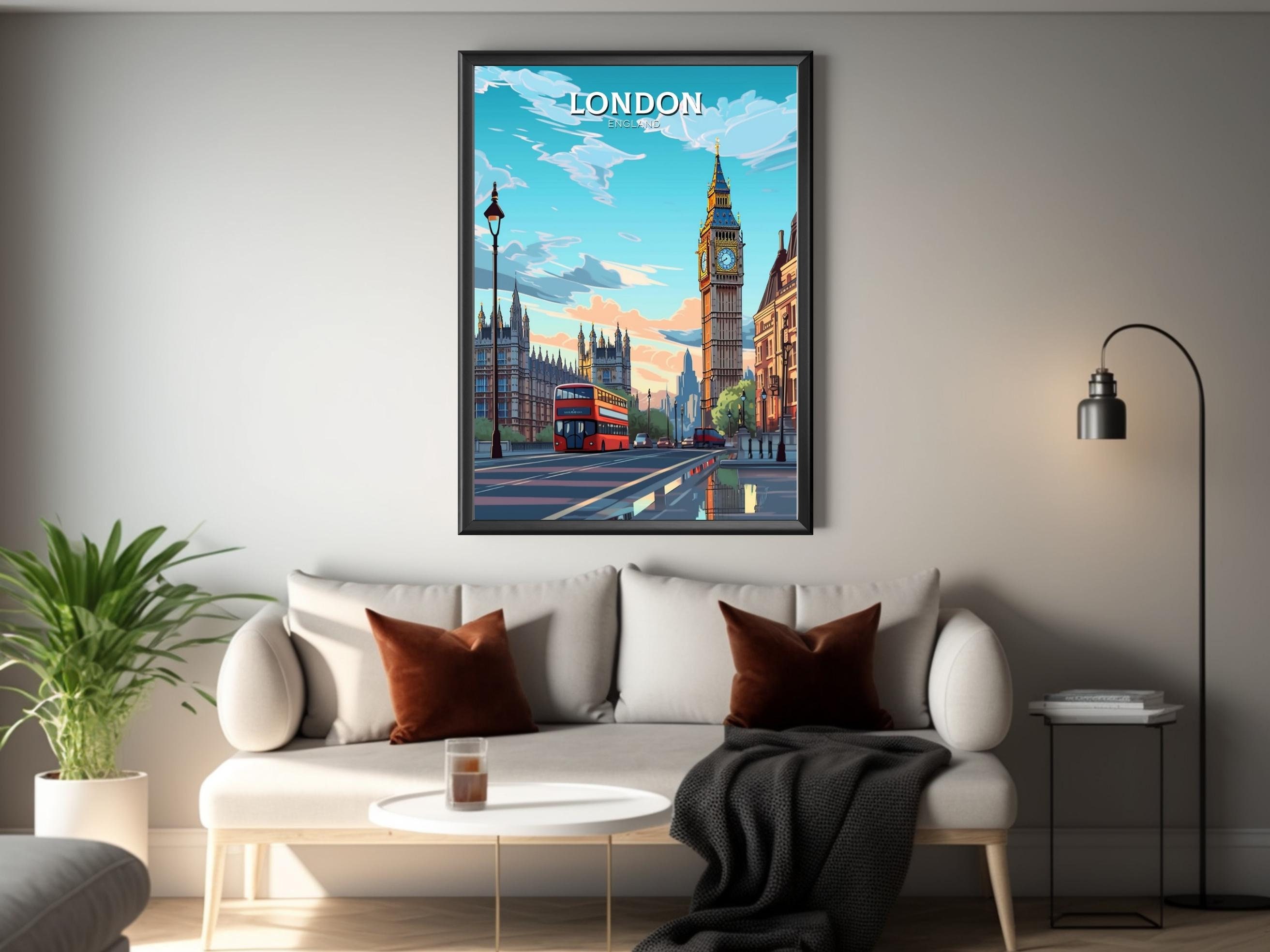 Discover London Travel Print | London Illustration | London Wall Art | London Big Ben | London Travel Poster  No Frame