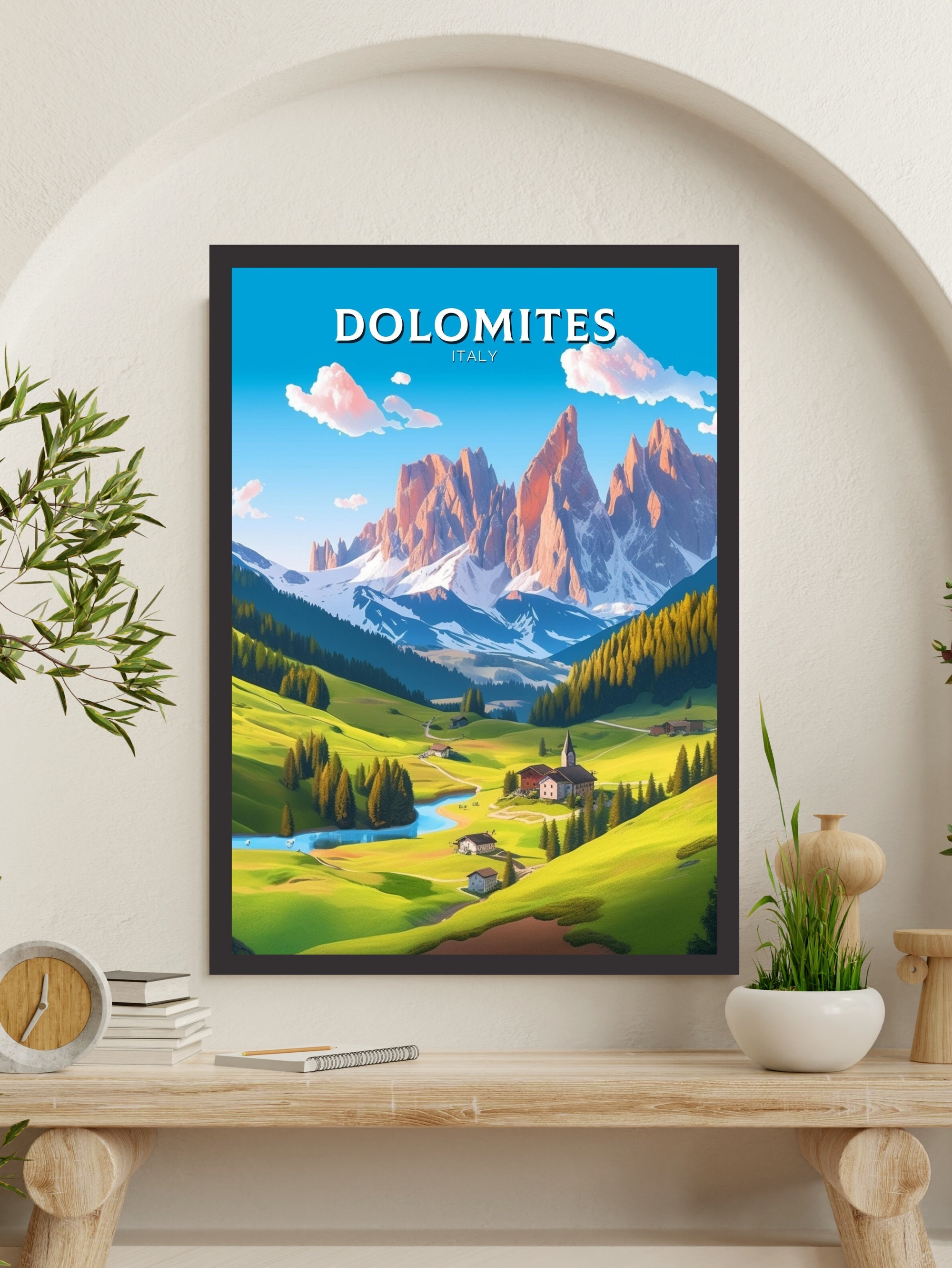 Discover Affiche Voyage Dolomites Cadeau Italie